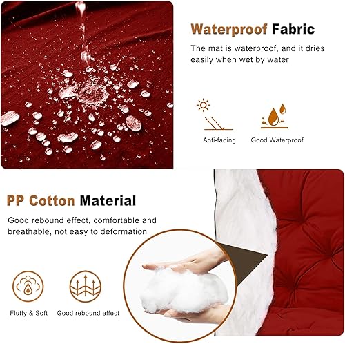 Miniatura 35 de Cojín de repuesto para columpio de 2-3 asientos, cojines de banco para exteriores con respaldo grueso de 4 pulgadas, muebles de patio, jardín, Flor