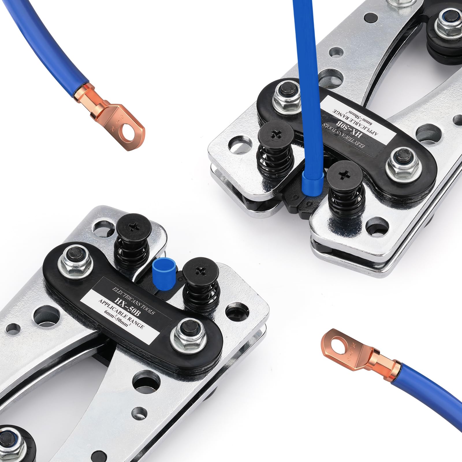 Pinza Crimpatrice Capicorda, Pinza Cavi Capicorda Elettrici Batteria, Strumento per Crimpare Fili Elettrico Capicorda, Crimping Tool, per Crimpare Cavi da 6 a 50 mm² (10-1/0AWG)
