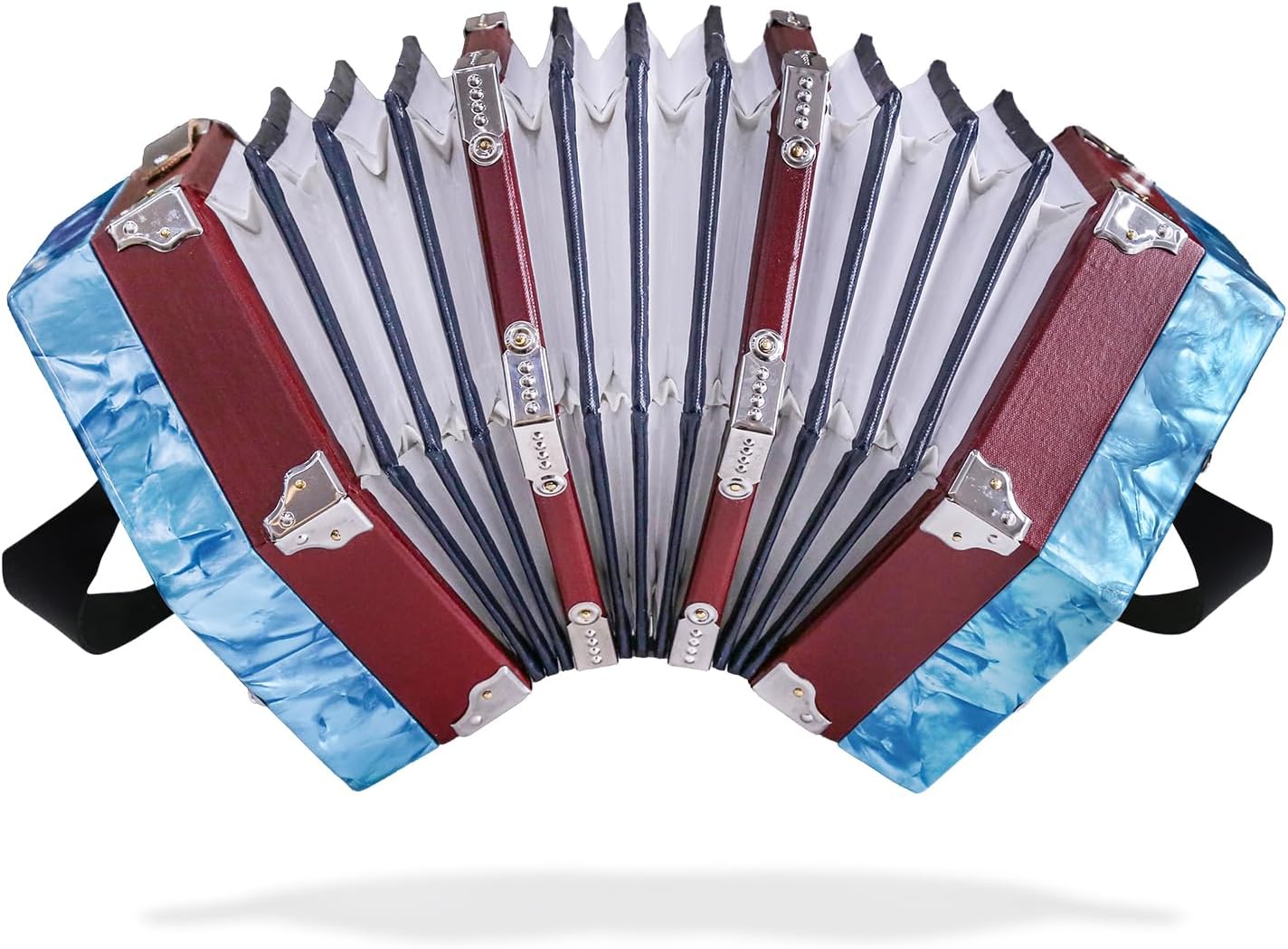 Concertinas 20-Key Accordion for Adults & Beginners, Professional Hexagonal Accordion with Adjustable Hand Straps, Air-Tight Windbox & Complete Accessories (Wood)