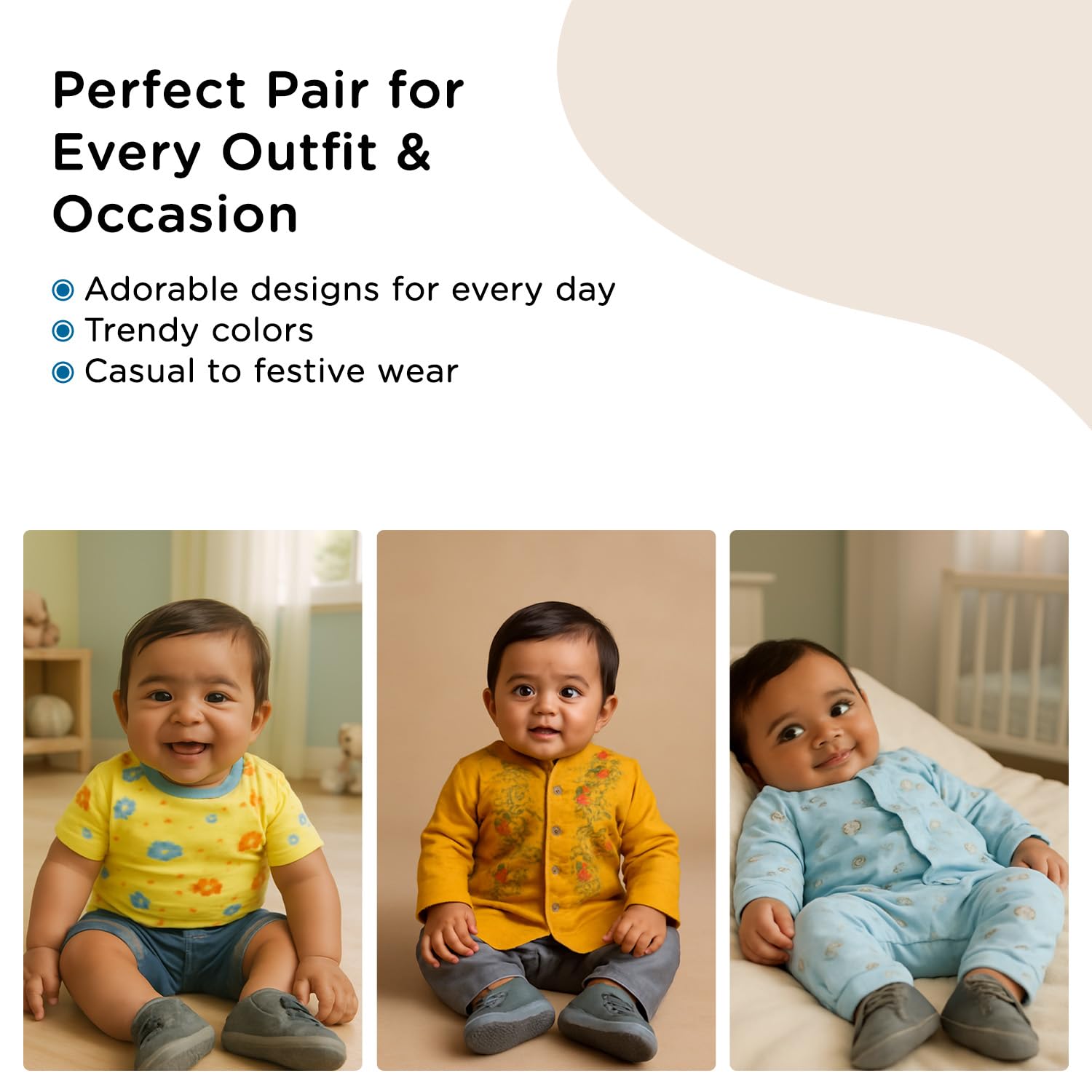 Mee Mee Soft Adorable Baby Booties 0-12 Months – Cotton Slip-On Infant Shoes (Grey) - Image 5 thumbnail