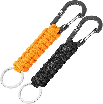 Paracord Keychain for Men Women Paracord Carabiner Backpack Keychain with Aluminum Clip for Camping Hiking Outdoor Gear