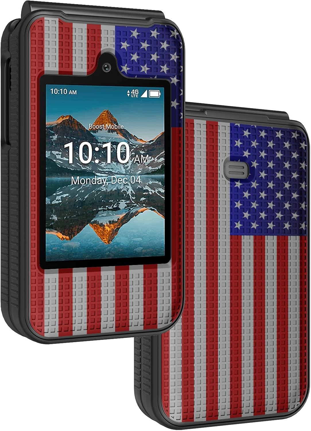 Grid Series for Consumer Cellular Iris Easy Flip Phone Case - USA Flag