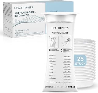 Health Press Auffangbeutel, 25 Brechbeutel mit Mundstück