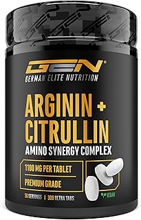 L-Arginina + L-Citrullina Ultra Compresse - 300 compresse da 1100 mg - Combinazione ad alto dosaggio di L-arginina base e L-citrullina malato 2:1 - Vegano