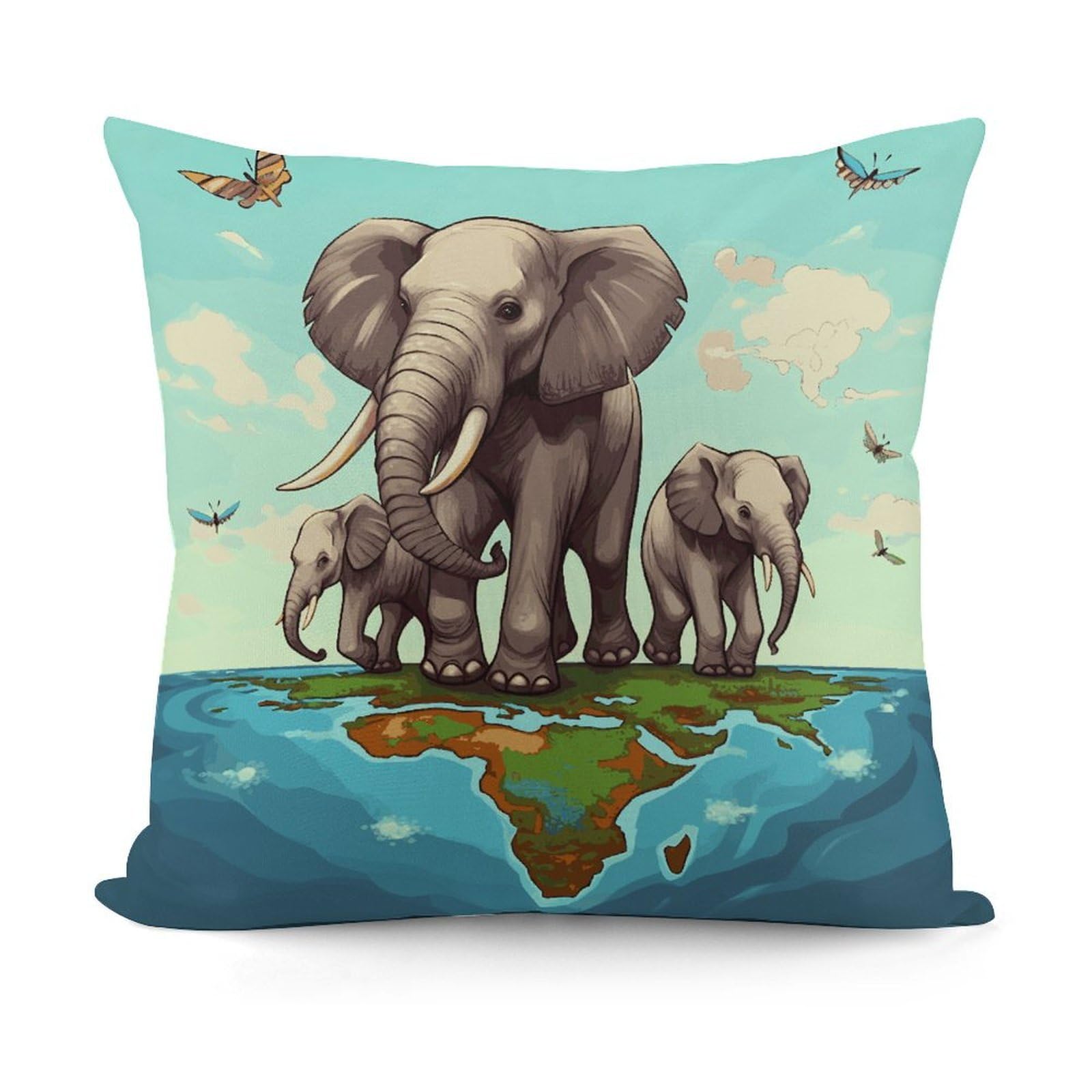 JTREHY Elephants Pillow Covers Decorative Throw Pillow Covers Soft Decor Couch Cushion Case Modern Square Pillow Cases Summer Pillow Cover for Sofa Living Room 18x18 in