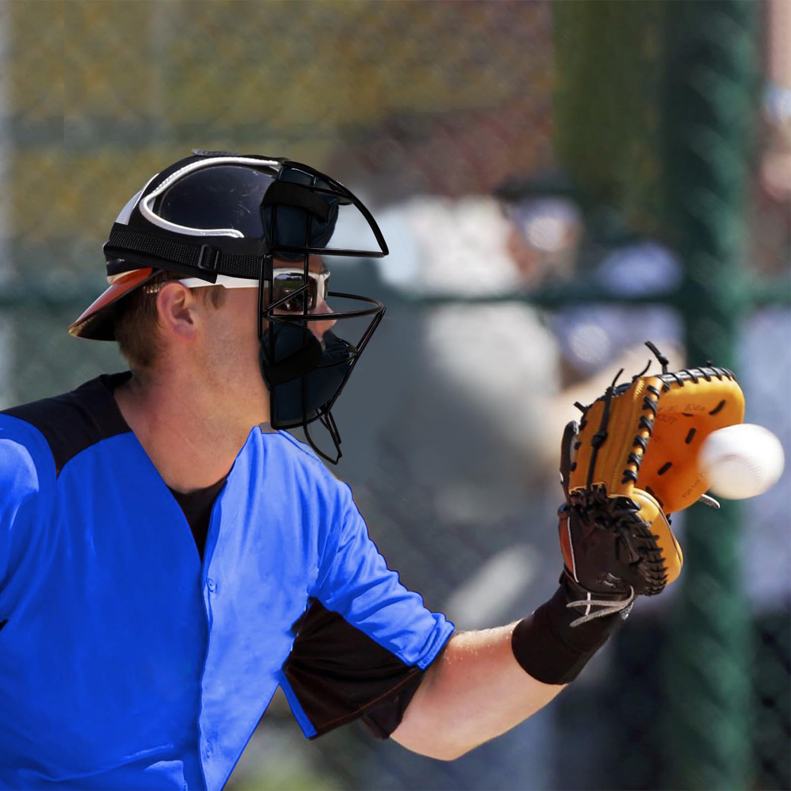 Máscara de béisbol para adultos, máscara de softbol para adultos, máscara de árbitro ajustable para béisbol, ligera, tradicional, segura, de cara completa, máscara protectora de softball con