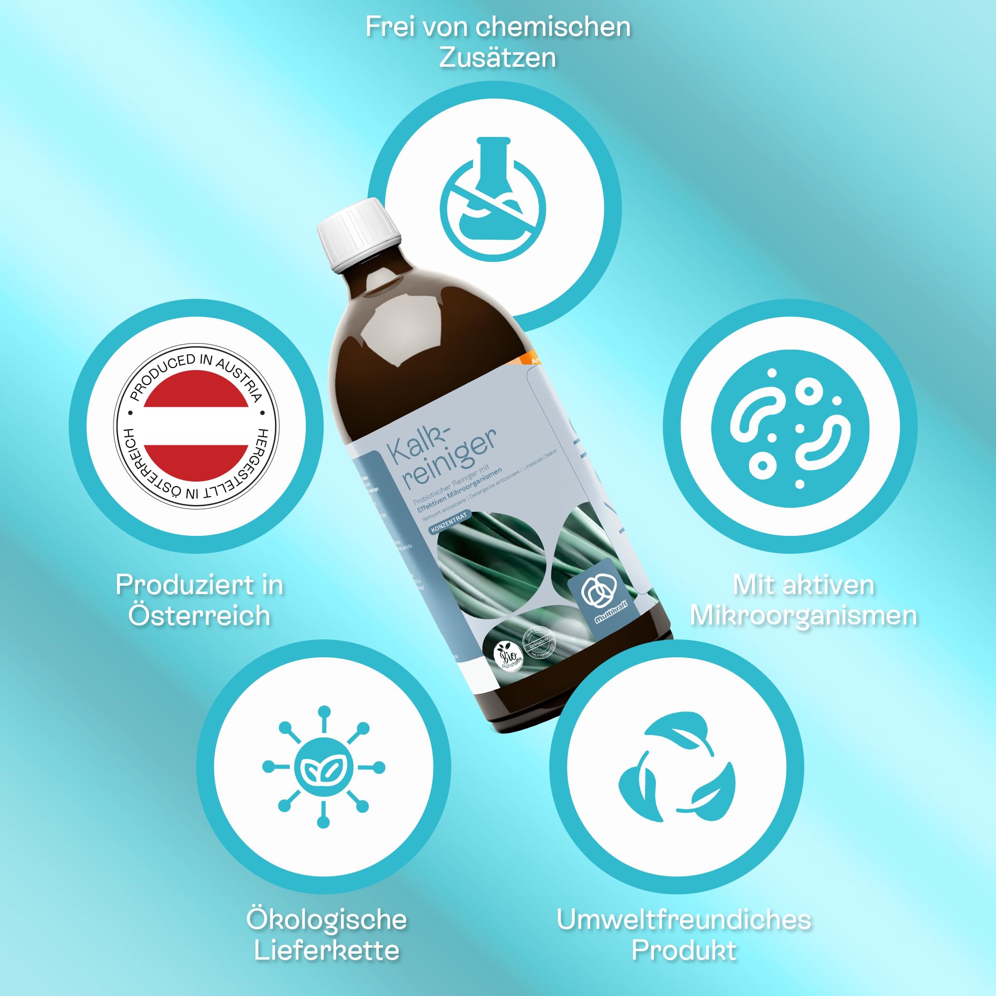 Limpiador de cal eMC – Solución de limpieza probiótica contra depósitos de cal persistentes, crea una protección duradera, promueve un clima interior saludable y elimina los malos olores de manera