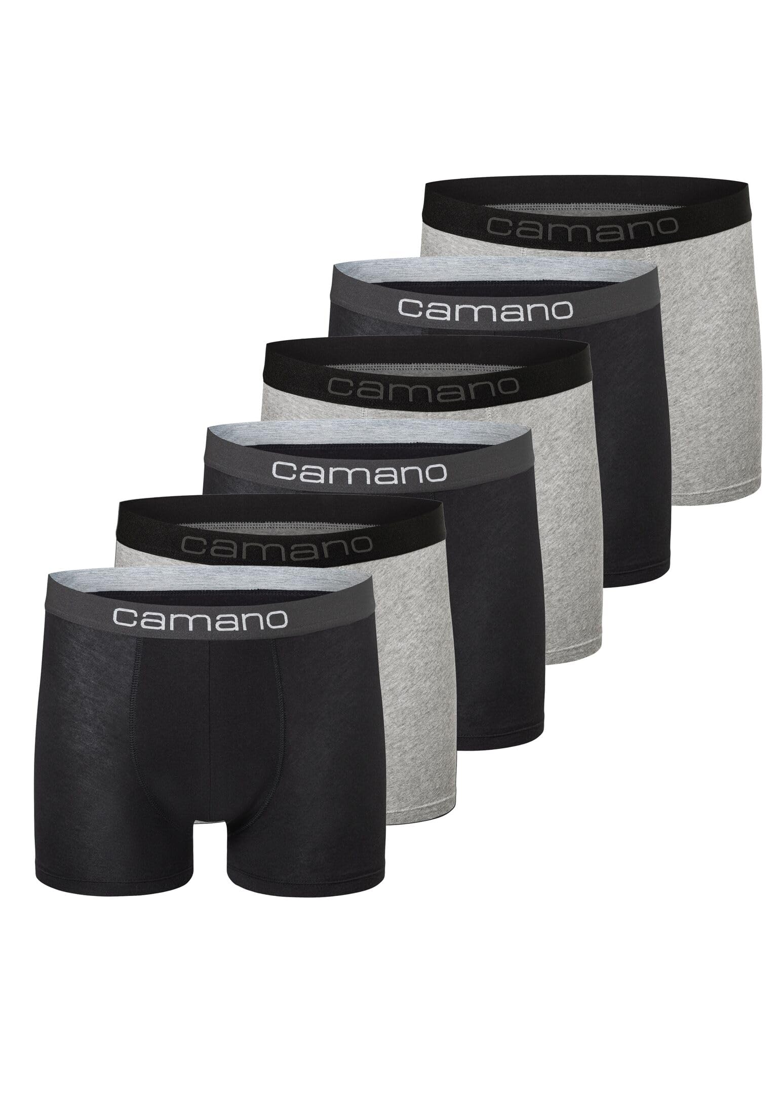 Camano Boxer da uomo Comfort con cotone sostenibile (BCI) in una pratica confezione da 6, Mix nero, M