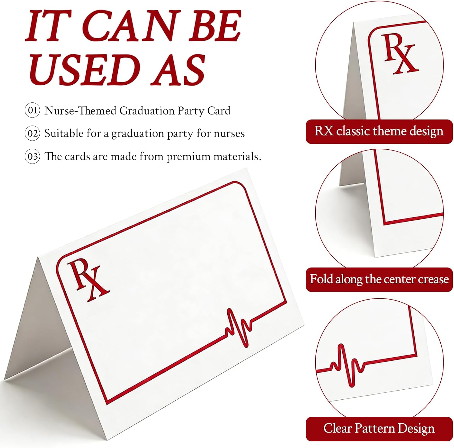 25 Pcs Nurse Themed Food Place Cards Folding Nursing Graduation Table Place Cards Nurse Food Tent Labels for Hospital Nursing Graduation Party Supplies