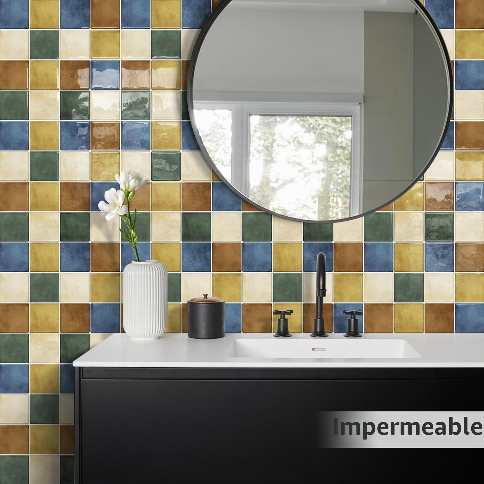 Azulejos 3d Baldosas Adhesivas Cocina Pared Autocolantes Azulejo Adhesivo Cuadrados Colorid(10-Piezas,30.5 x 30.5cm)