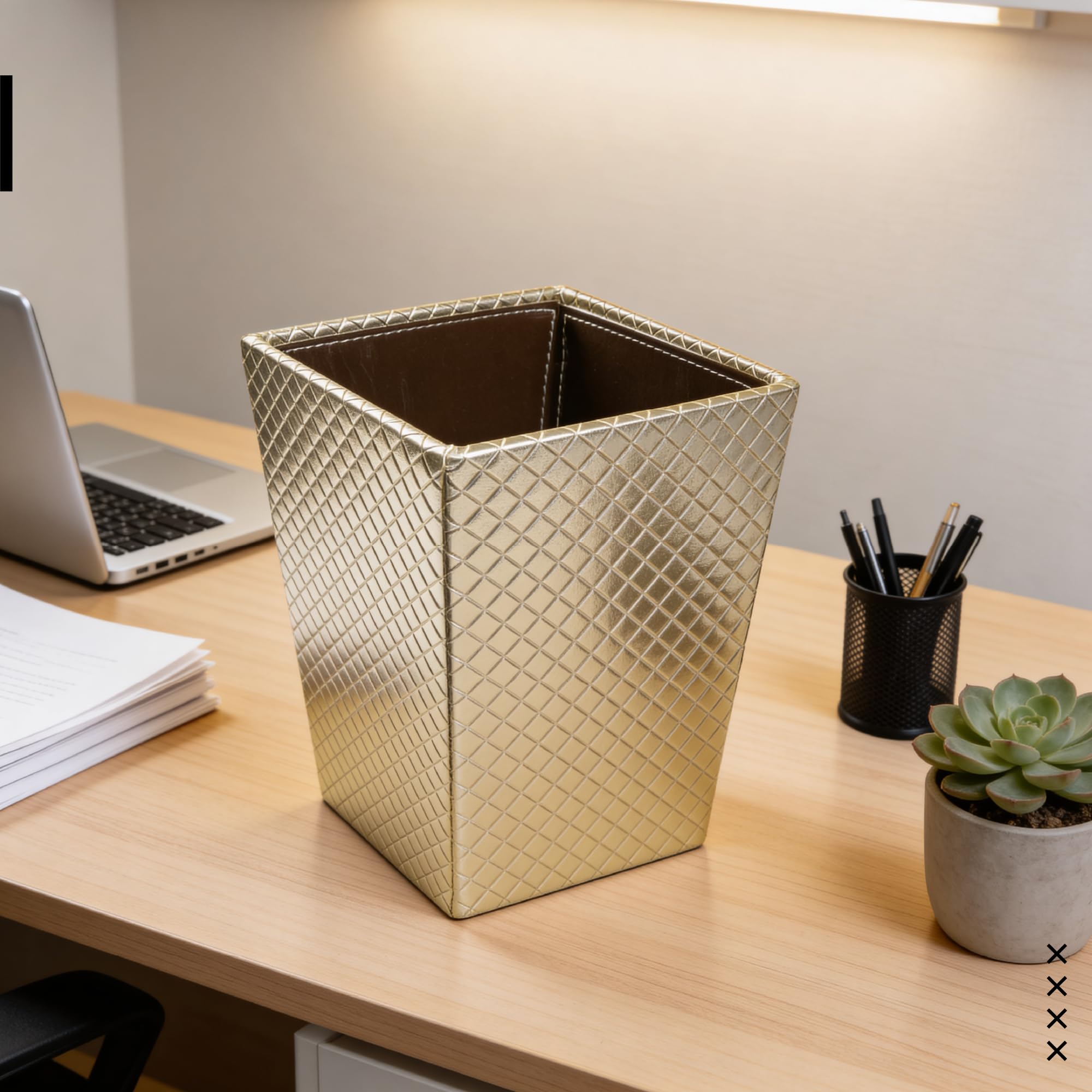 Encasa XO Leather Dustbin - Stylish & Quiet -5