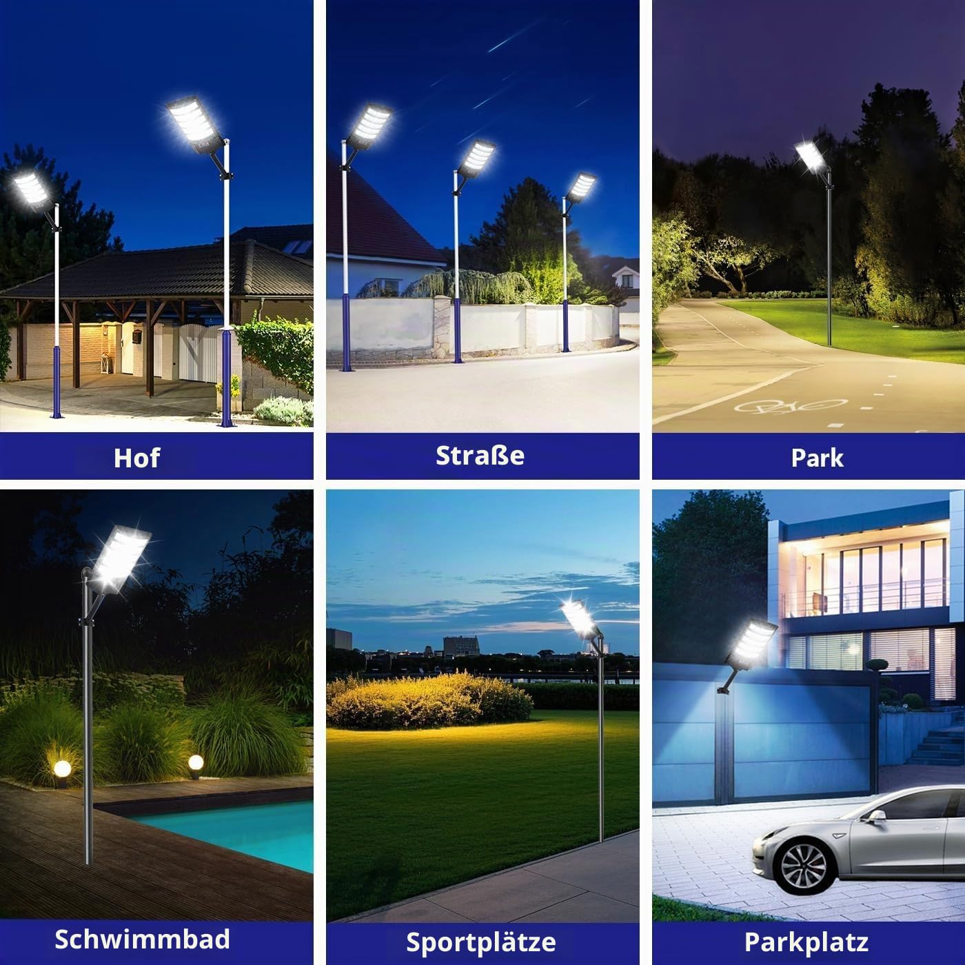Solar Straßenlaterne für Außen 2 Stück,500W Solarlampen mit Bewegungssensor, 6500K Solarleuchten Dämmerung bis zum Morgengrauen, IP67 Wasserdichte Solarstrahler für Gärten Garage