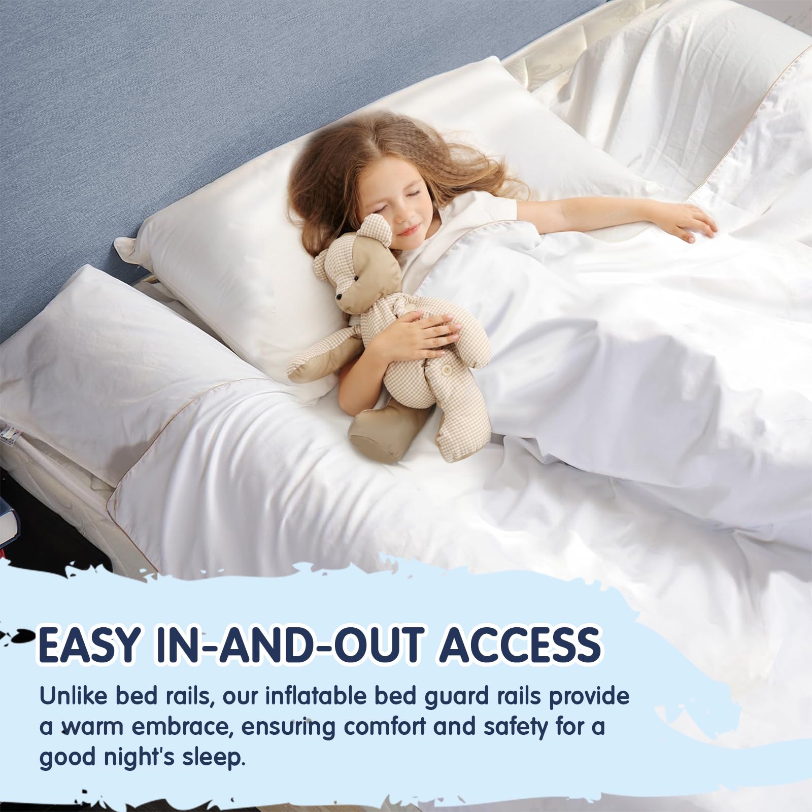 LIROPAU 2-Pack Barriera di Sicurezza per Letto Bambino, Barriere da Letto Gonfiabili per Bambini, Sponda Barriera Letto Bambini, Paracolpi Lettino per Letti Singoli, Matrimoniali, Queen e King Size