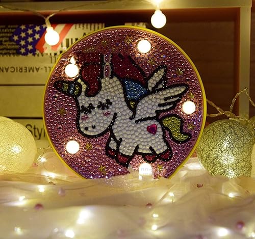 Miniatura 3 de Pintura de diamante unicornio con luces LED, bricolaje con forma especial, taladro completo, cristal de dibujo, lámpara de noche para decoración del