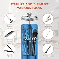 Vista 6 de TASALON Tarro de peluquero (45.5 onzas) con mango de cristal, tarro desinfectante para salón, spa y tienda de manicura, recipiente de vidrio