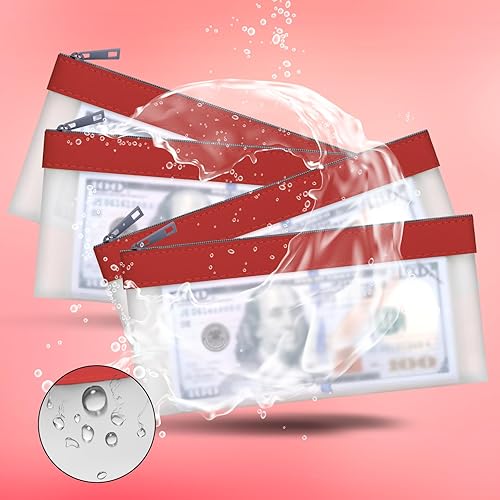 Vista 72 de 4 bolsas de dinero con cremallera, sobres de efectivo, bolsa de dinero de 7.6 x 3.7 pulgadas, bolsas de depósito bancario transparentes, bolsa Blanco