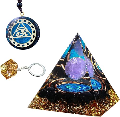 EBGRF - Pirámides de orgone energía positiva de pirámides de chakras amatista generador de energía de pirámide cristal curativo para el éxito de la