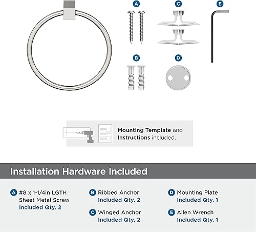 Vista 202 de Amerock BH3608226 Toallero cromado Toallero de 6-1/2 pulgadas (6.496 in) de longitud Monumento Toallero de mano para pared de baño Soporte