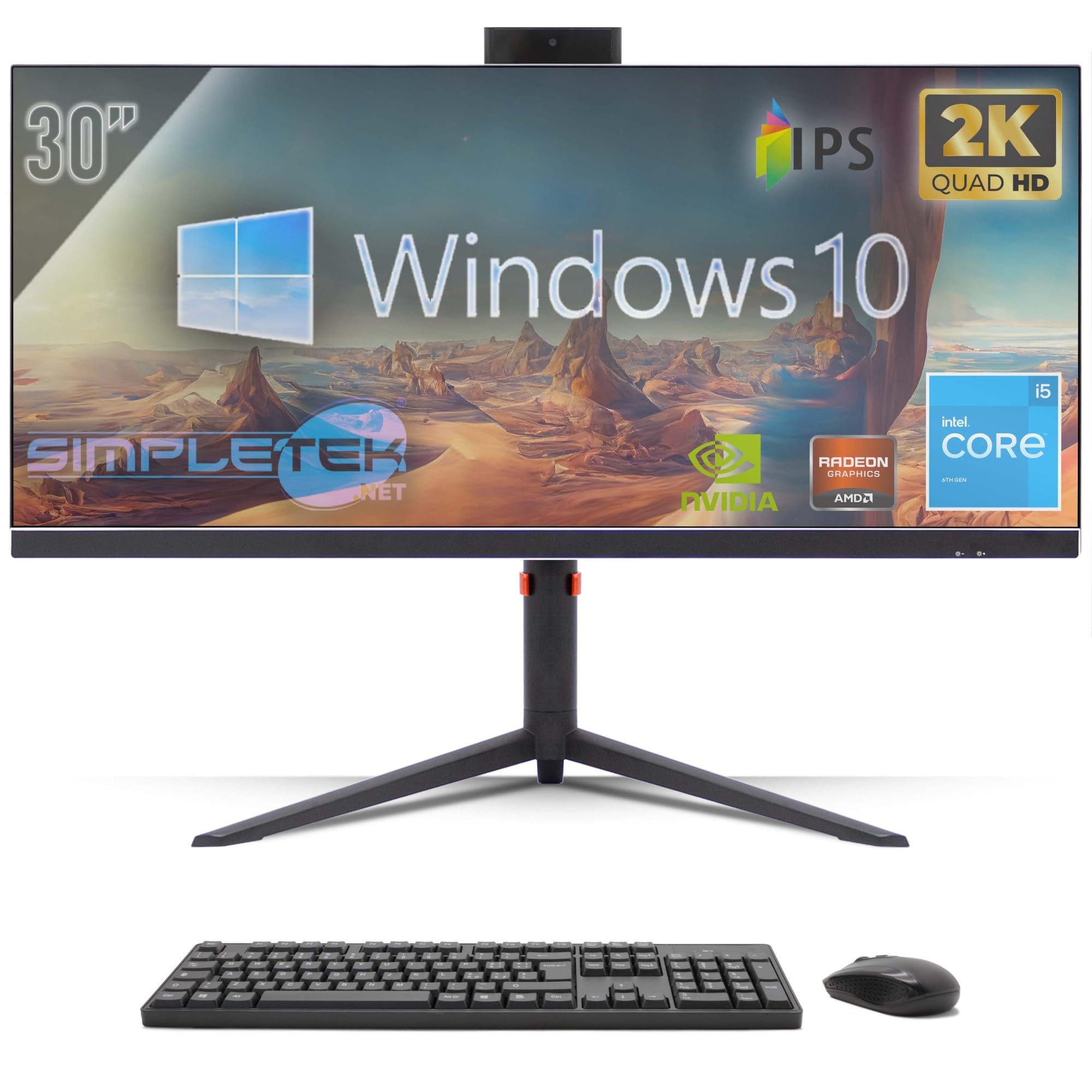 SIMPLETEK - All in One PC 30" IPS 2K Core i5 | RTX 4060 8GB | Windows 10 Pro - 16GB DDR4 240GB SSD M2 + 2TB | Computer Fisso da Gaming Tutto in Uno WiFi6 HDMI