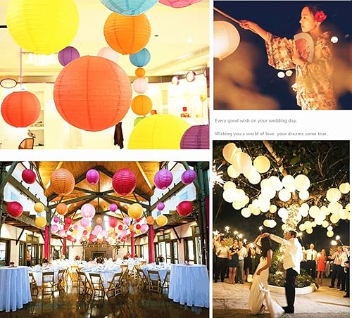 Miniatura 7 de Kinteshun Linterna de papel plegable reutilizable estilo chinojaponés decorativo colgante cubierta de lámpara (rosa, 10 piezas de tamaños surtidos)