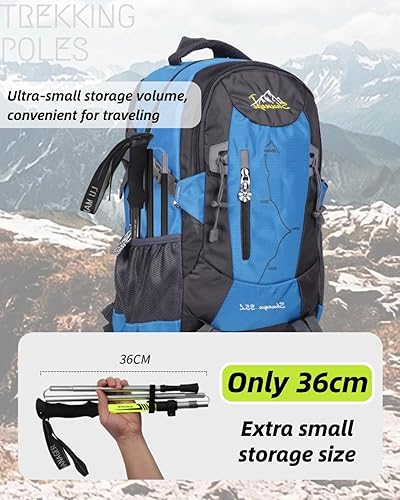 Miniatura 6 de Bastones de trekking plegables, paquete de 2 bastones de senderismo de aleación de aluminio 7075, ajustables de 45 a 53 pulgadas con agarres de EVA