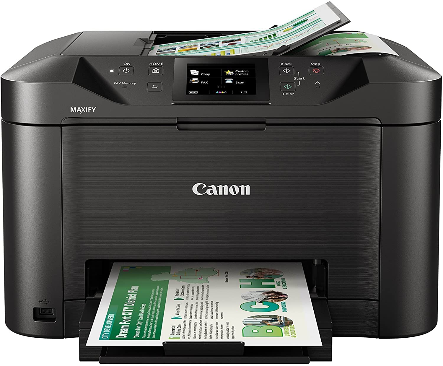 Canon Maxify Mb5150 Stampante Inkjet Multifunzione 4-1 Wireless, Touch Screen Da 8.8 Cm, 250 Fogli Di Capacità Alimentatore D-Adf