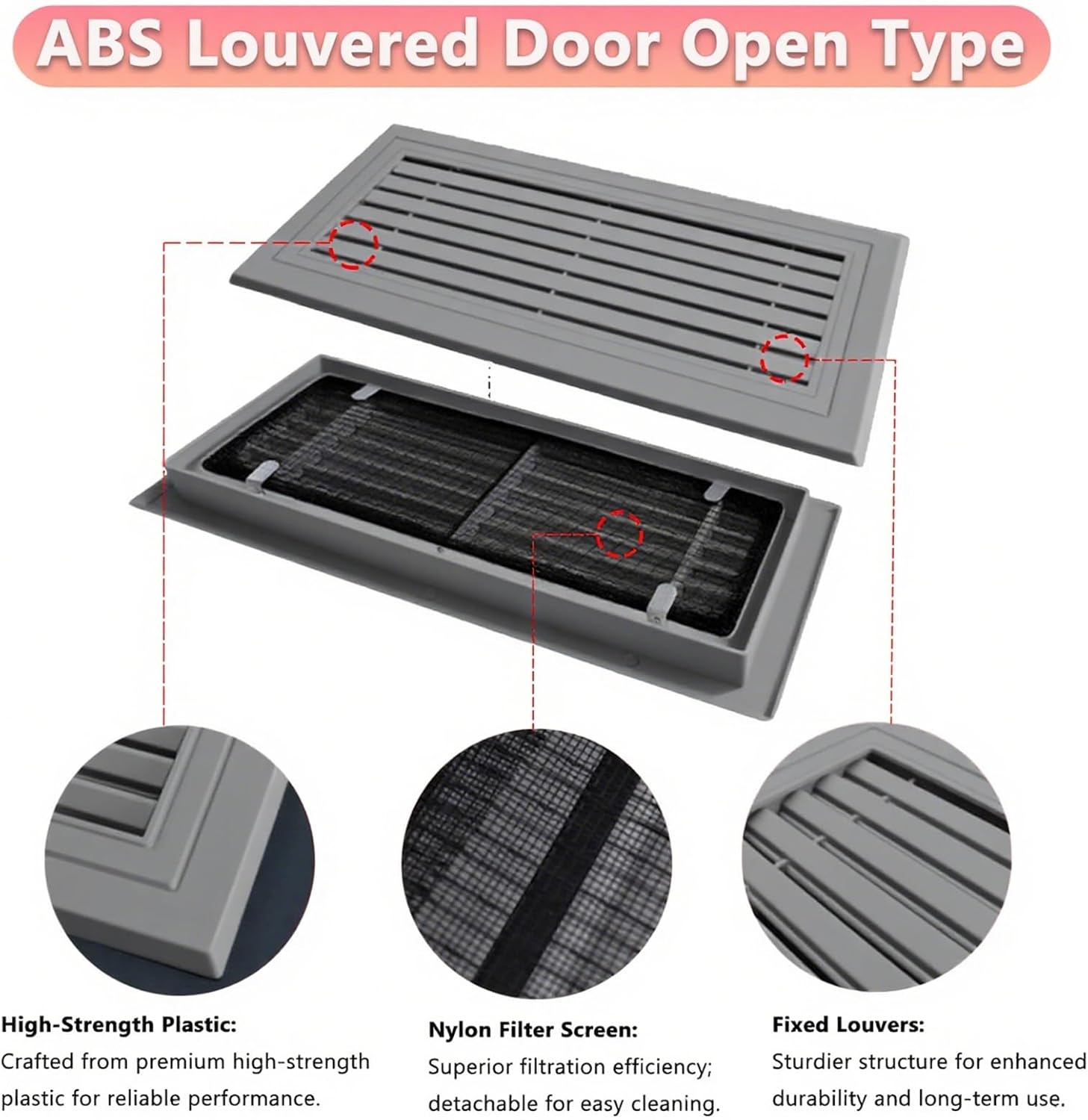 点検口 16 x 24インチのゲーブルベント、ナイロンフィルタースクリーン付き、アルミ合金製グレー、通気性良好、オフィス倉庫用天井穴