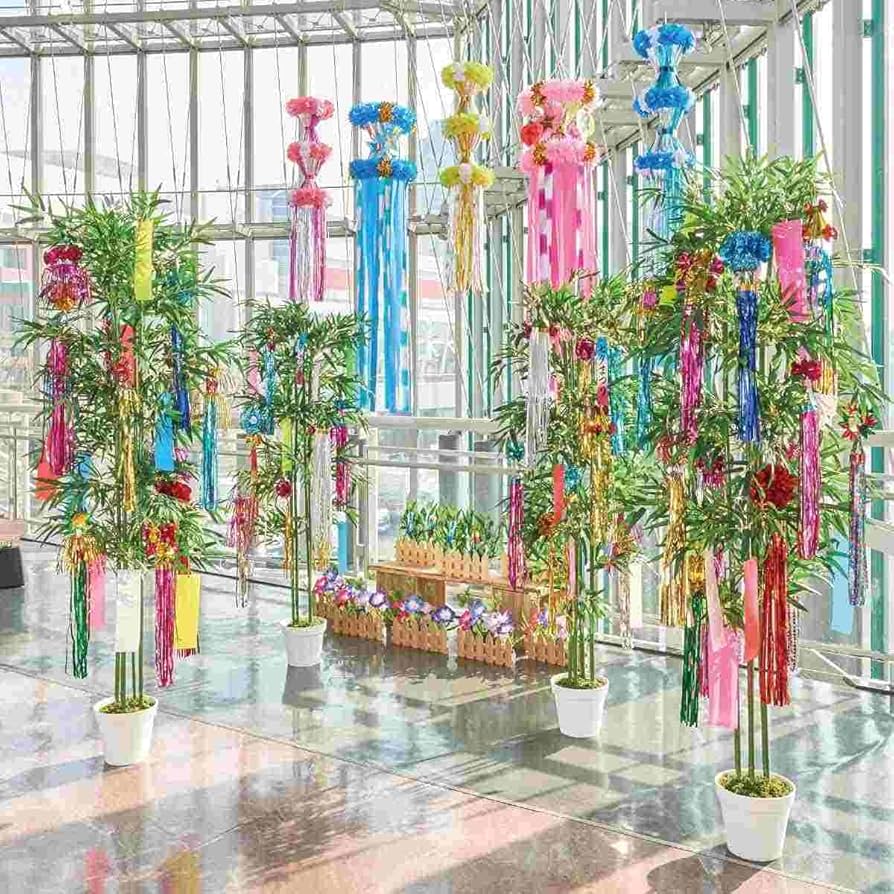 Amazon.co.jp: 七夕吹き流し ピンク 1個 幅40×高さ175cm 夏の