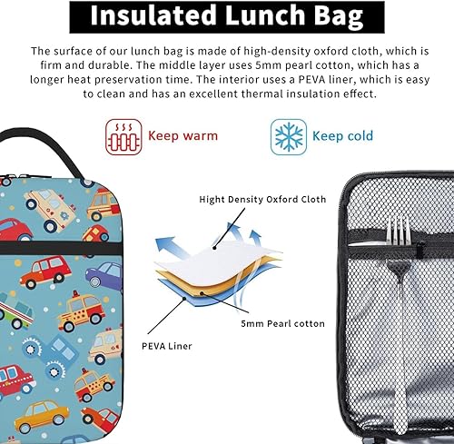Miniatura 5 de Bolsa de almuerzo para niños y niñas, con aislamiento, para el regreso a la escuela, reutilizable, térmica, hielera, bolsa de mano para viajes