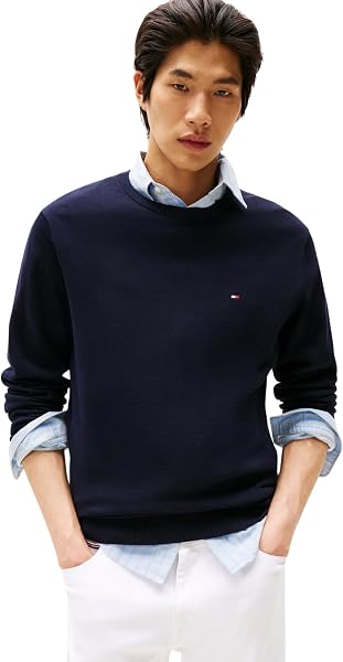 Tommy Hilfiger Uomo Pullover Essential Cotton Crew Neck in Cotone - 1