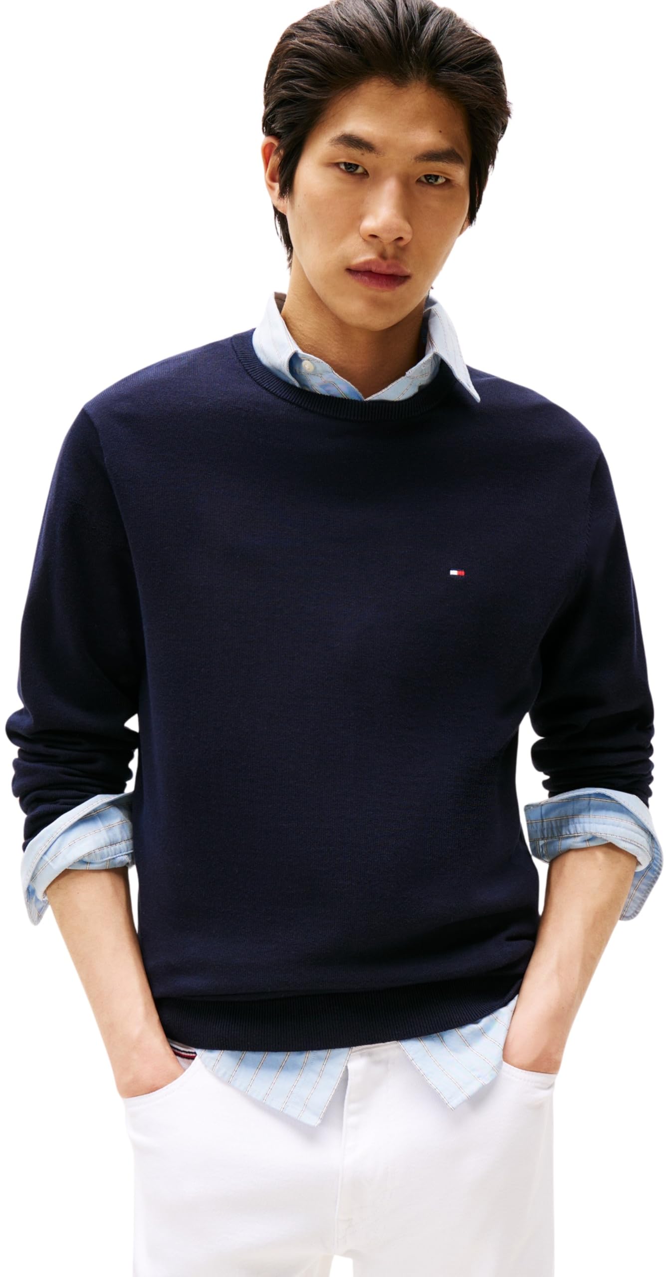 Tommy Hilfiger Herren Pullover Essential Cotton Crew Neck aus Baumwolle