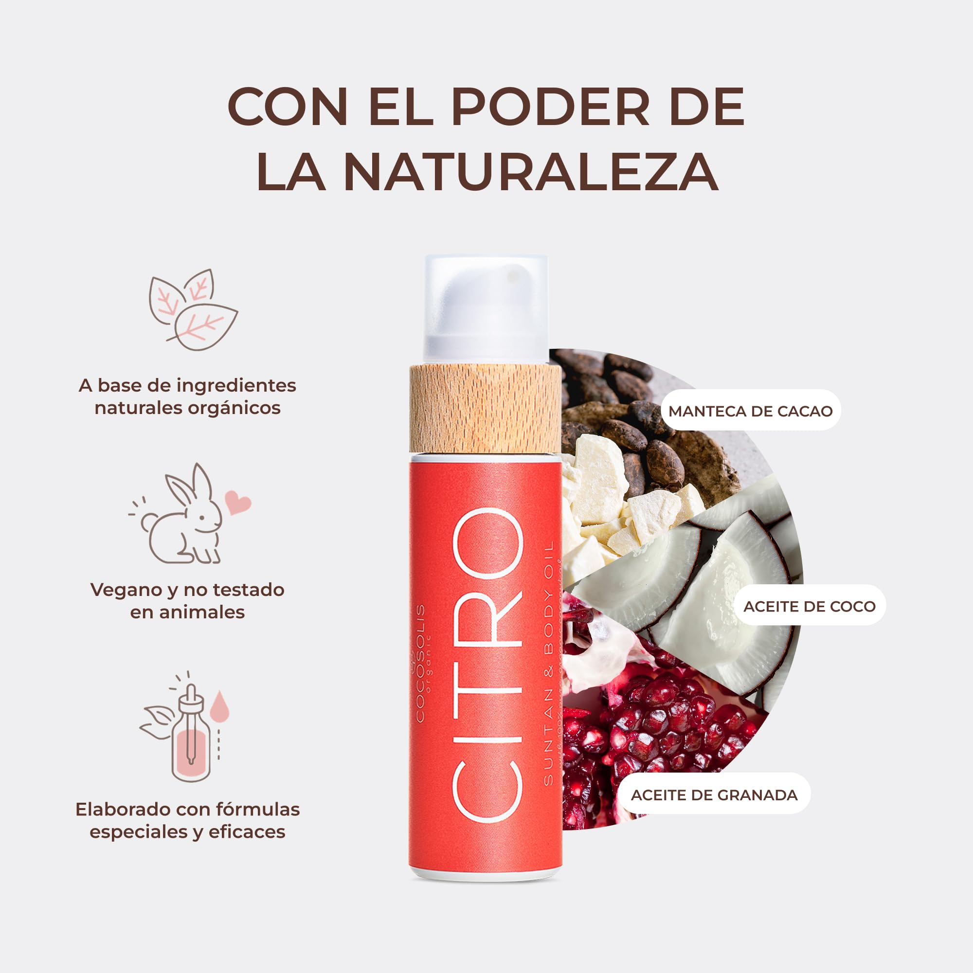COCOSOLIS CITRO - Acelerador Bronceado con Vitamina E – Bronceadores Solares y Crema hidratante corporal - Aroma cítrico refrescante - Seis aceites naturales para una piel radiante - 110 ml