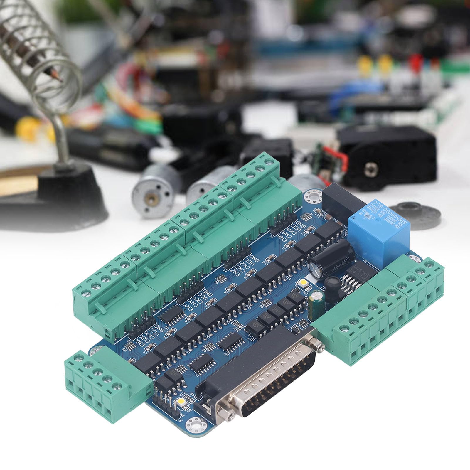Scheda controller motore passo-passo CNC, scheda breakout a 5 assi con accoppiatore ottico ad alta velocità - Distribuzione interfaccia porta parallela per driver passo-passo,