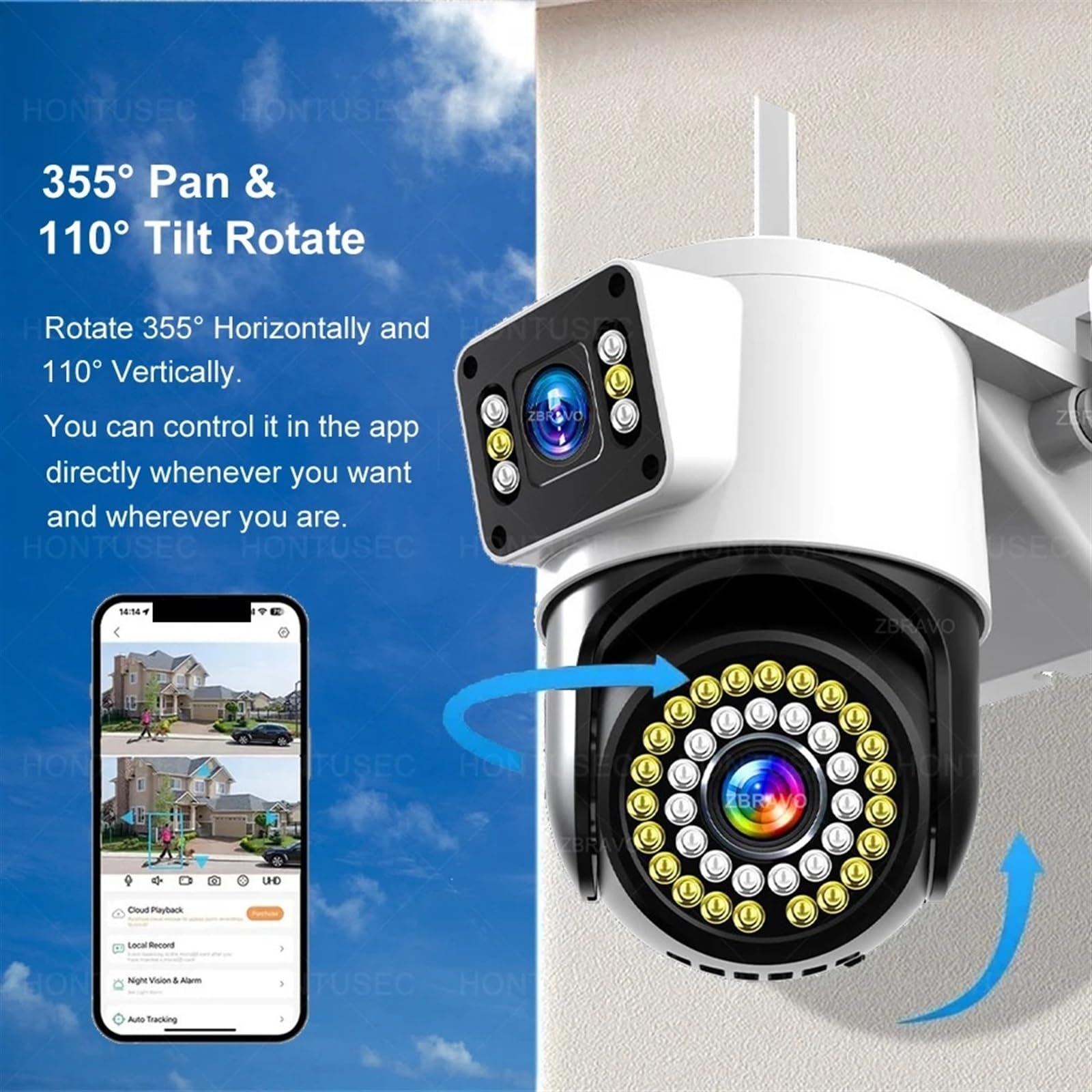 Kamera bezpieczeństwa zewnętrzna, Kamera IP 4K 8MP podwójny obiektyw podwójny ekran 4G PTZ automatyczne śledzenie dwukierunkowy kolor dźwięku noktowizor zewnętrzna kamera bezpieczeństwa Kamera bezpiec