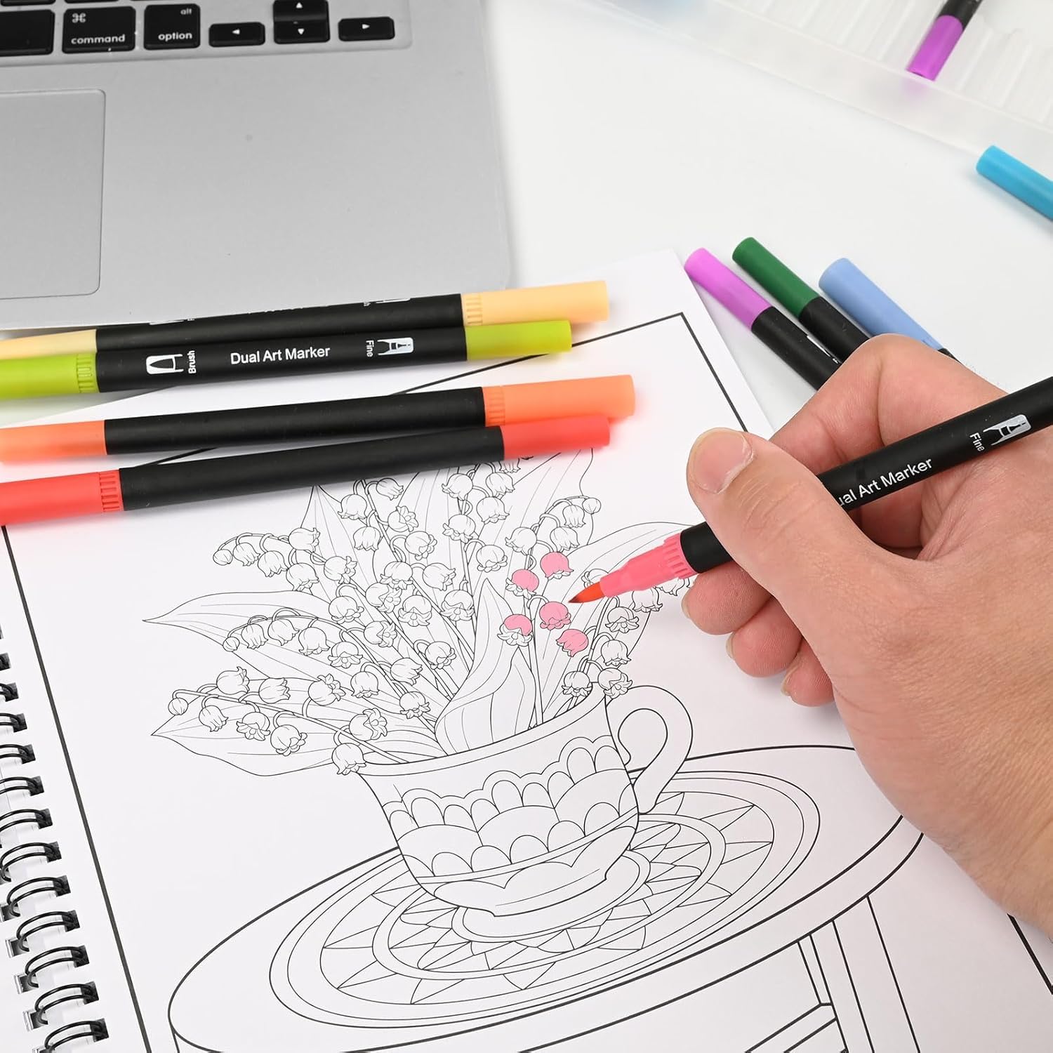 Zylota Colouring Book for Adults,Malbuch für Erwachsene und Marker Set,30 Entspannende Mustern,Spiralbindung Malbücher für Frauen,Ausmalbuch für Erwachsene