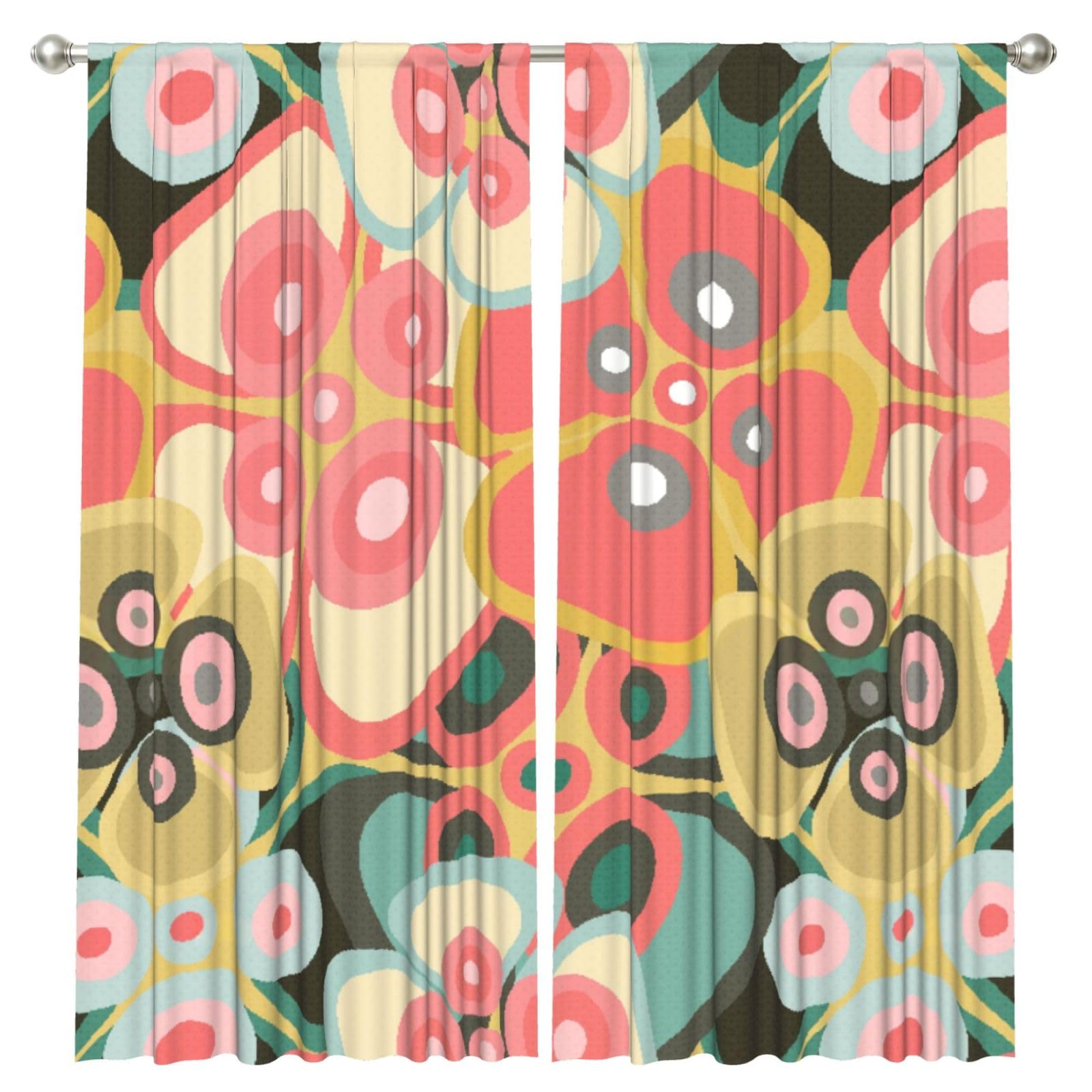 InOmak Bright Delicate Flowers, 2 Panels Window Curtains 52 x 84 Inch Blackout Curtains for Living Room Bedroom