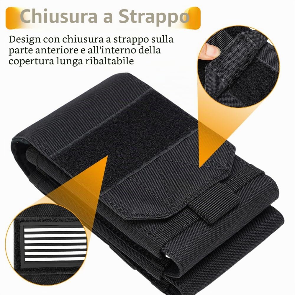 Custodia per Cellulare Tattica, Porta Telefono da Cintura Molle Impermeabile con Doppie Tasche Integrate, Fondina per Cellulari da Cinture Tattiche Gilet Zaino