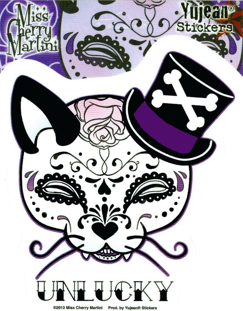 Miss Cherry Martini - Unlucky Top Hat Kitty - Sticker/Decal