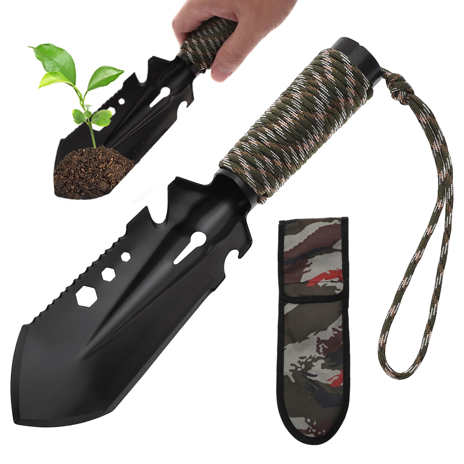 Paletta giardinaggio, 9 in 1 Paletta da giardinaggio multiuso ultraleggera, Con borsa da trasporto impermeabile, Adatta per campeggio all'aperto, giardinaggio, attività in spiaggia