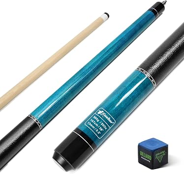 58" 2-Piece Maple Pool Cue Stick for Adults, 13mm Tip, Leather Grip