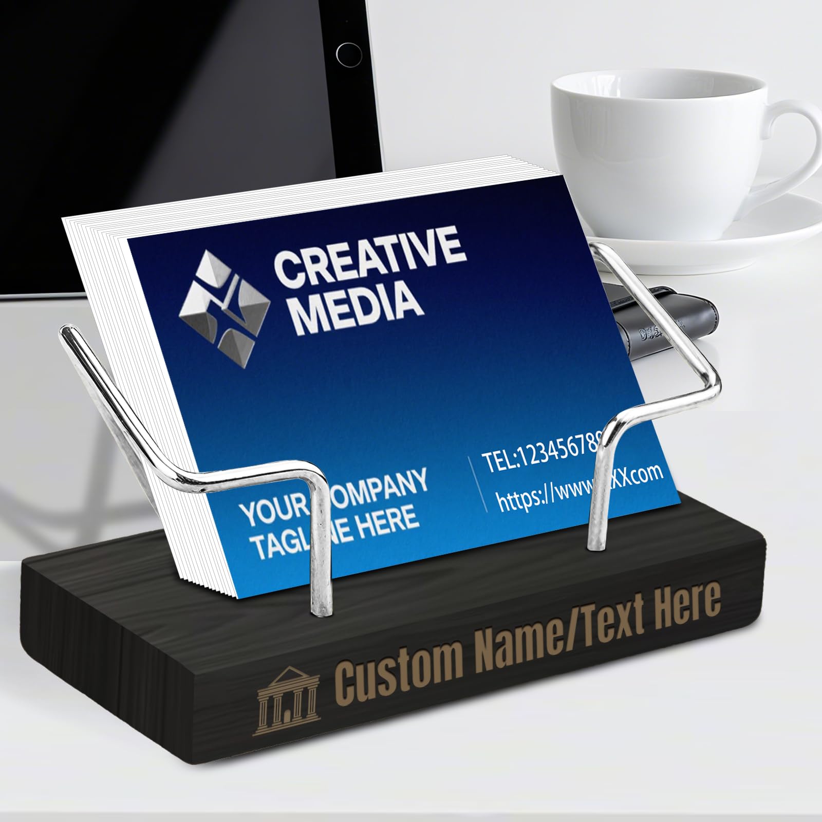 Gvcxwqz Men's Personalized Business Card Holders For Desk Custom Business Card Holders Display Stand Customized Card Holder Engraved Office Desk Gifts For