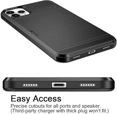 Miniatura 5 de Vofolen Funda para iPhone 11 Pro Max con ranura para tarjeta de crédito, ranura para puerta corredera, bolsillo oculto, doble capa, híbrido,