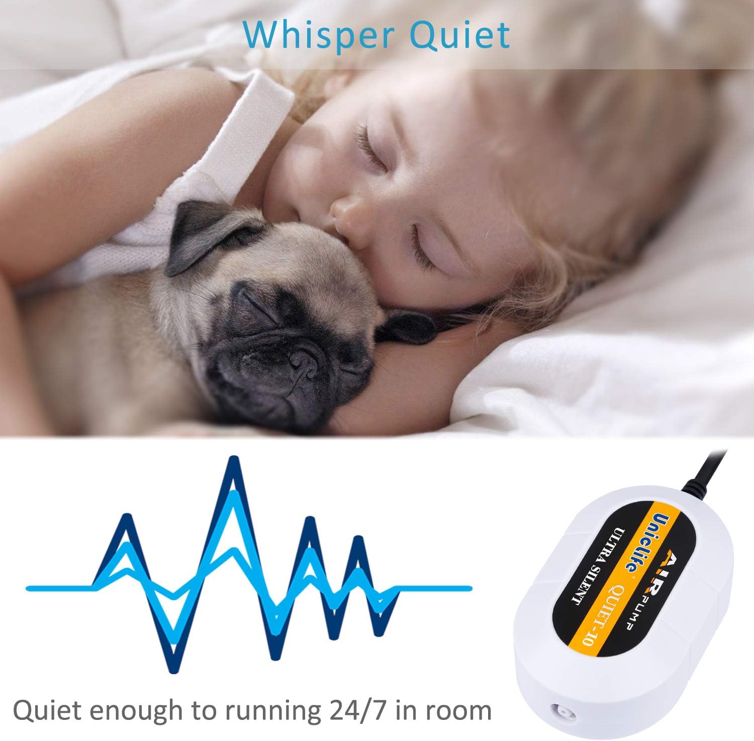 Uniclife Aquarium Air Pump Quiet10 with Accessories for 3-10 Gallon Fish Tank : Pet Supplies