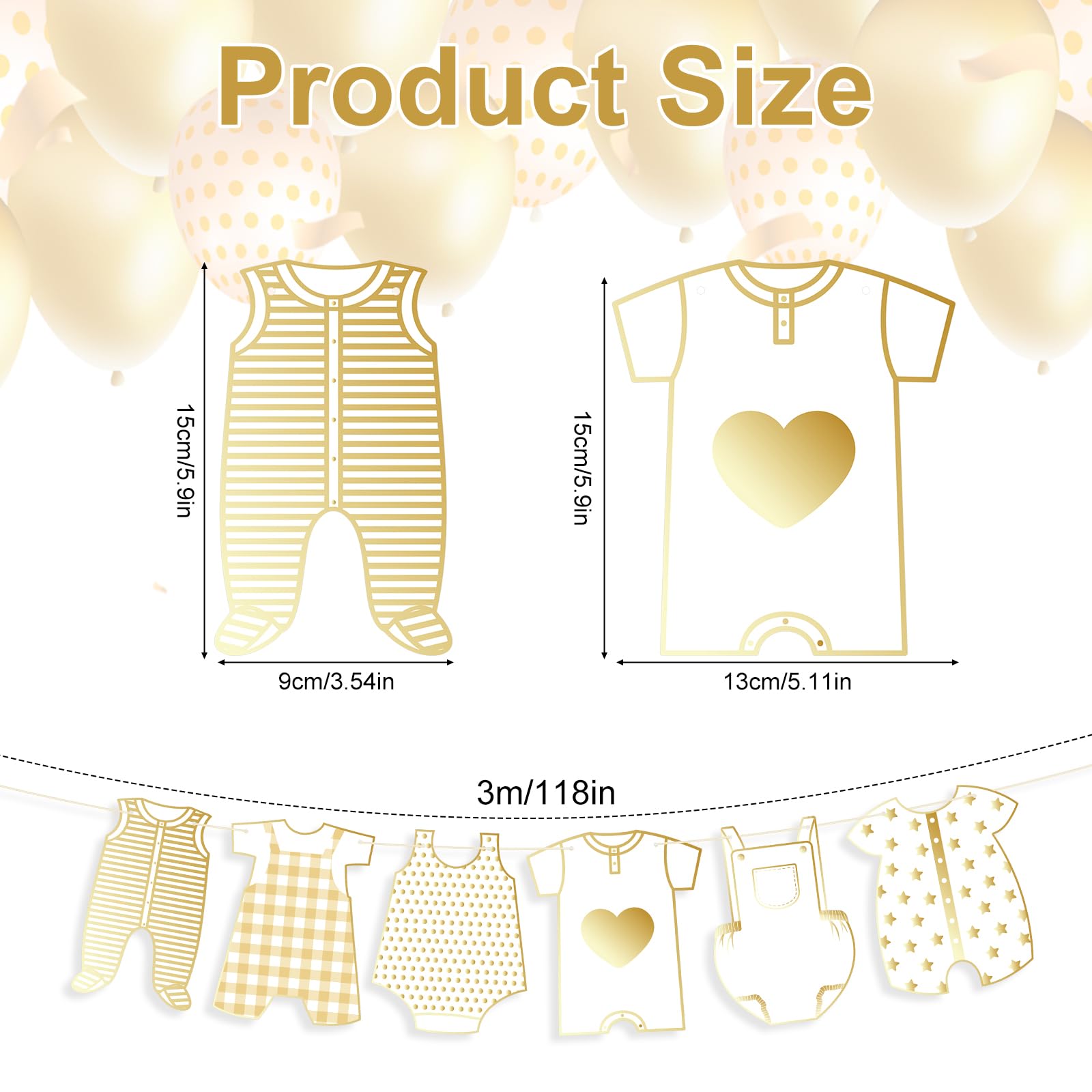 2pcs Neutral Gold Baby Shower Paper Garland - Image 2