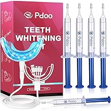 Professional Teeth Whitening Kit with 5 Teeth Whitening Gel, LED Accelerator Light &amp; Rechargeable Design - Enamel Safe Gel, Custom Trays, Fast Results for Sensitive Teeth - Whitening Gel Kit​​
