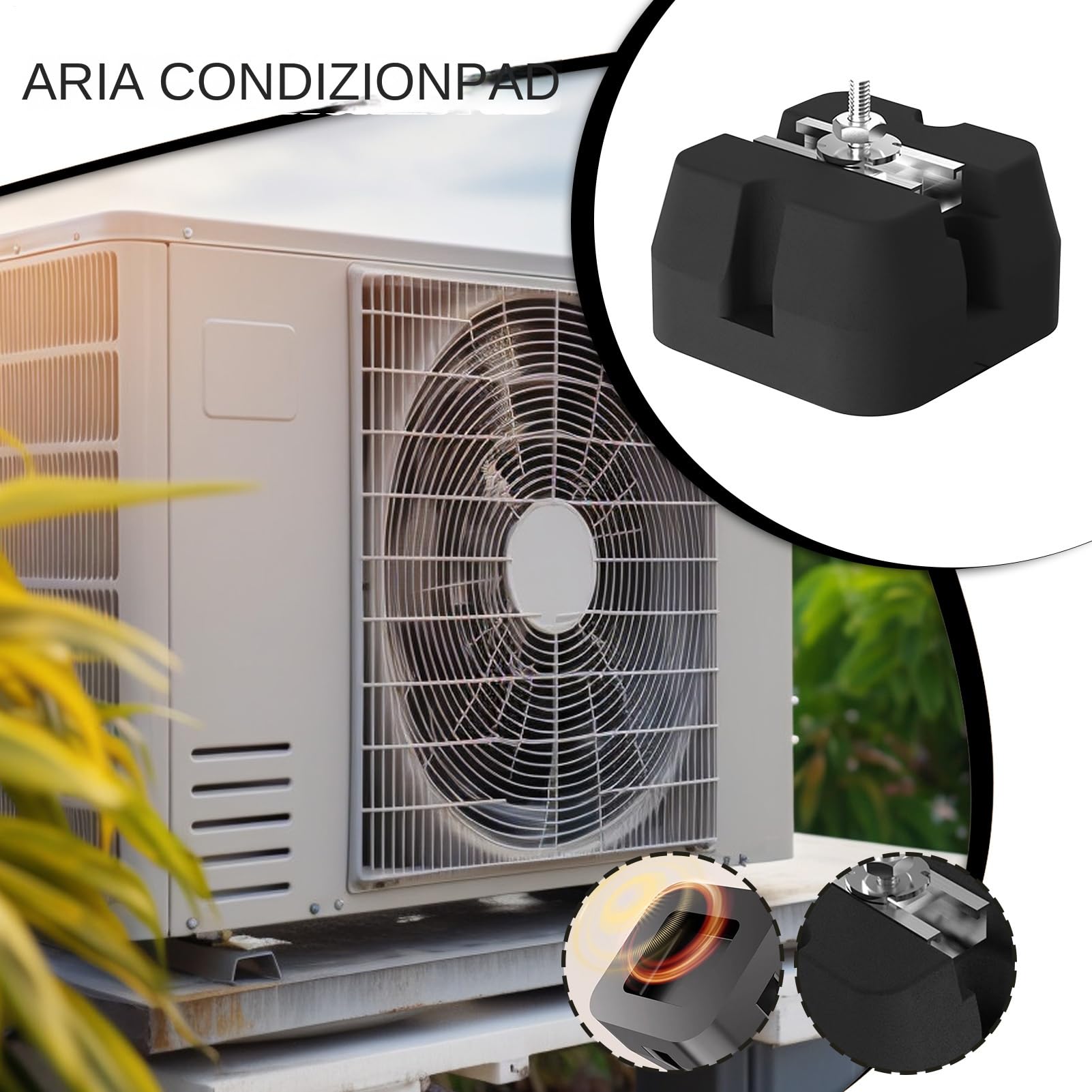 Piattaforma per Condensatore Base Per Pompa Di Calore | 4 Pezzi Resistente, Supporti Antivibranti, Portata 500kg