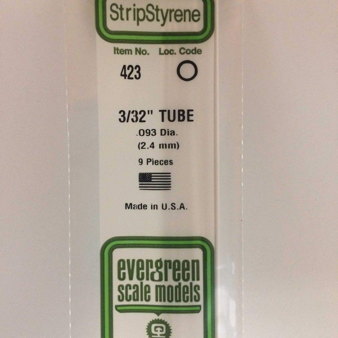 EvergreenScale Models 24" Tubing .093" 9 EVG423 Plastic Building Supplies