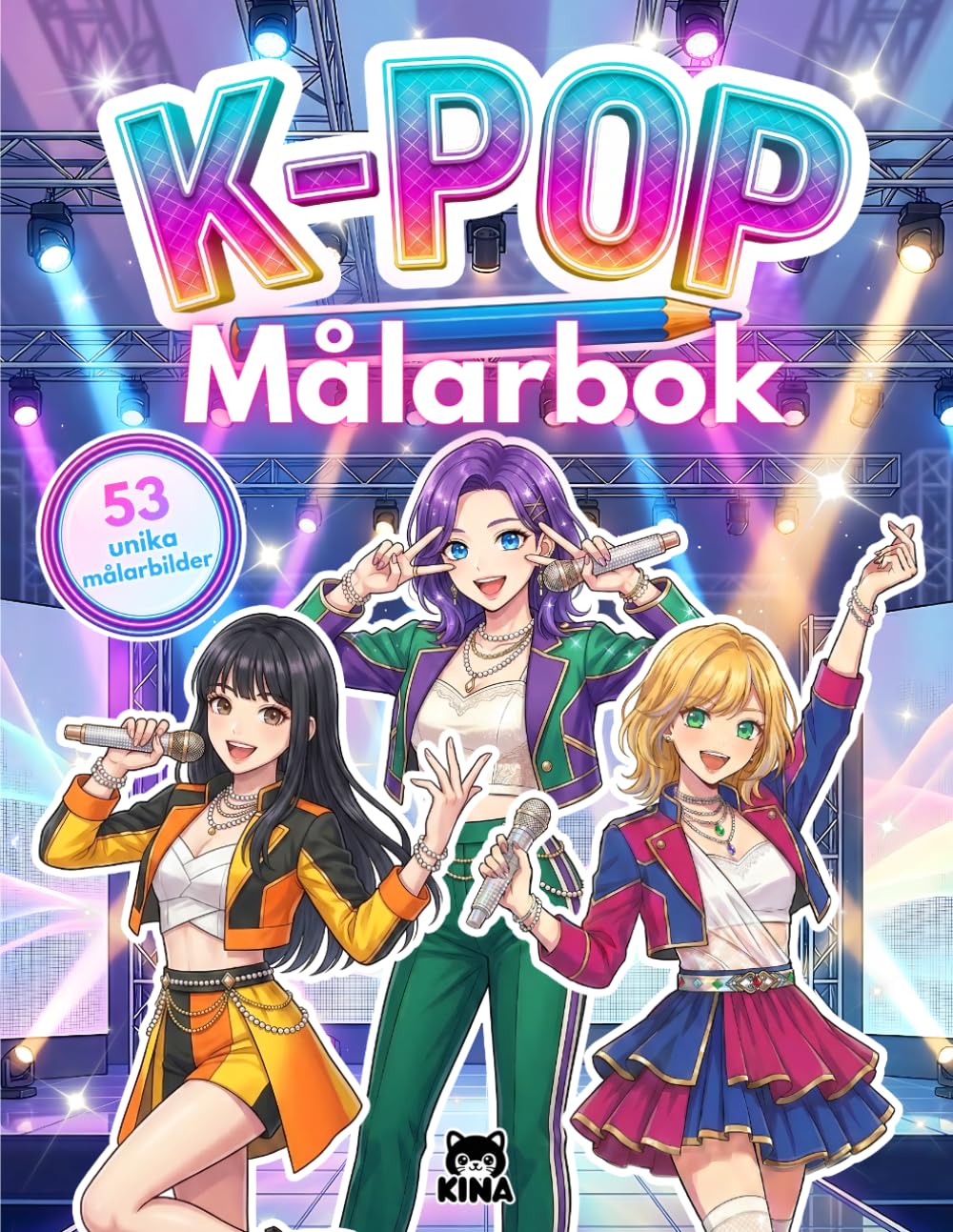 53 K-pop målarbilder: Målarbok för barn som älskar kpop-idoler: Presenttips för tjejer, skärmfri aktivitet: manga, kawaii och k pop (K-Pop Idols Coloring Series)