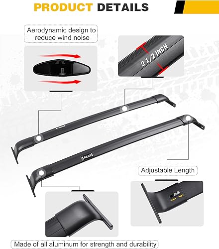 Miniatura 4 de Barra transversal de 220 libras para Ford Explorer 2016-2019, barra transversal, accesorios para portaequipajes (con rieles laterales de techo)