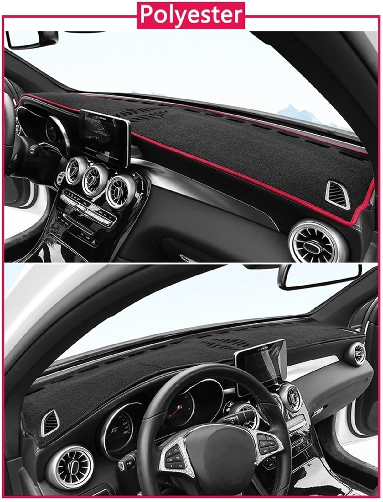 Mode Housse De Protection pour Tableau De Bord pour Hyundai, pour Genesis Coupe 2008~2016, Accessoires De Voiture, Tapis Pare-Soleil pour Tableau De Bord (Color : Red Edge, Size : Right Hand Drive